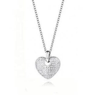 NB-2244 Střibrný náhrdelník srdíčko se zirkony - srdce
