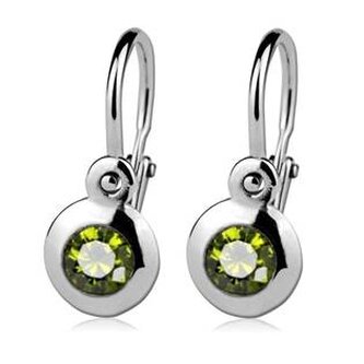 CS1030-OL Dětské náušnice stříbrné, zirkon olivín