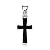 NB-4578 Drobný stříbrný přívěsek kříž s černým smaltem