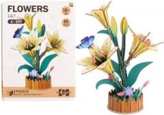 Puzzle 3D drewniane kwiaty lilie