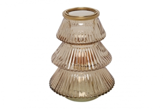 Skleněný svícen Talline L – hnědý, 16 cm