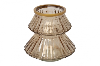 Skleněný svícen Talline S – hnědý, 11 cm