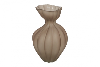 Váza Lenore Rib matná transparentní S – hnědá 30,5 cm