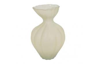 Váza Lenore Rib matná transparentní S – krémová 30,5 cm