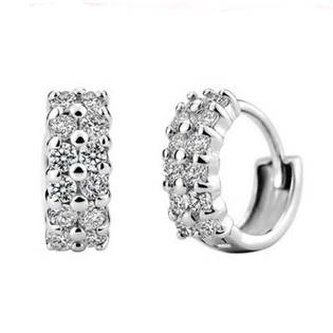 ZB8302 Stříbrné náušnice - malé kroužky se zirkony