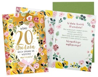 Karnet DK-1174 Urodziny 20 (cyfry, kwiaty), Passion