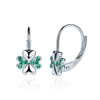 NB-3614 Stříbrné dámské náušnice čtyřlístky