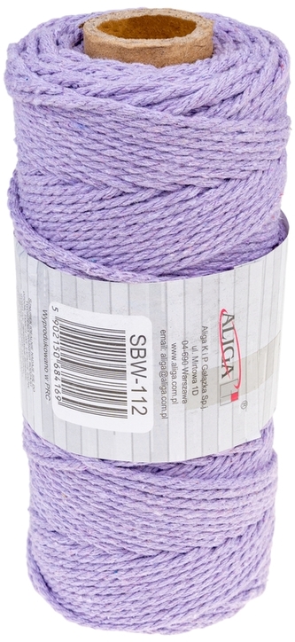 Sznurek bawełniany 3mm x 100m liliowy SBW-112,splot 21 nitek, Aliga