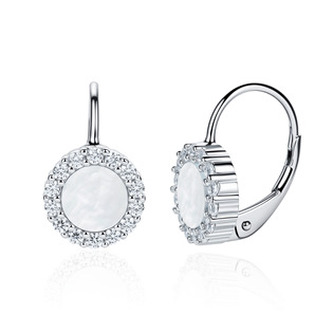 NB-3017 Stříbrné dámké náušnice s mléčnými kameny