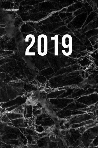 2019: Jan - Dez Wochenplaner - 365 Tage Terminkalender Mit Uhrzeit- 1 Tag Auf 1 Seite, Ca. A5 - Marmor Schwarz