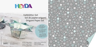 Origami papír 15x15 a 13x13 cm - stříbrná/sv.modrá, s návodem