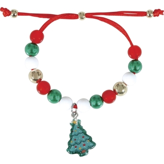 Vánoční náramek s korálky a přívěskem stromečku
