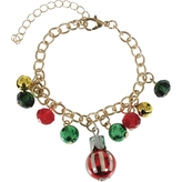 Náramek s vánočními ozdobami – zlatý