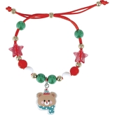 Vánoční náramek s korálky a přívěskem medvídka