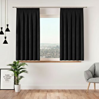 Dekorační krátký závěs s řasící páskou VELVINO color 111 černá 140x160 cm (cena za 1 kus) MyBestHome