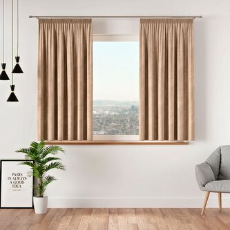 Dekorační krátký závěs s řasící páskou VELVINO color 001 béžová 140x160 cm (cena za 1 kus) MyBestHome