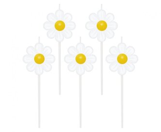 Dortové svíčky pikery 5 ks - Sedmikrásky obustranné