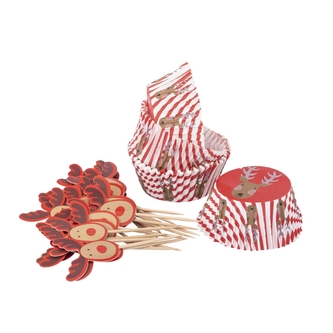 KPL. 24 PAPIEROWYCH FOREMEK DO BABECZEK I 24 OZDOBNYCH WYKAŁACZEK DEK. RENIFER