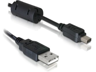 Kabel Delock USB 2.0 - miniUSB 12pin - alternativa  Olympus CB-USB6, CB-USB8 1m, černý