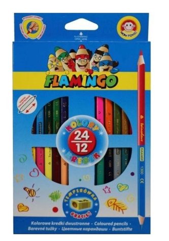 Kredki ołówkowe trójkątne dwustronne 24 kolory