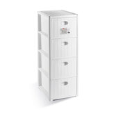 Úložný plastový regál Elegance Slim, 4 zásuvky, bílý