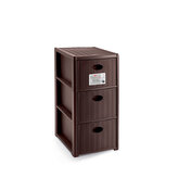 Úložný plastový regál Elegance Slim, 3 zásuvky, hnědý