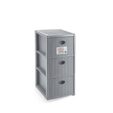 Úložný plastový regál Elegance Slim, 3 zásuvky, šedý