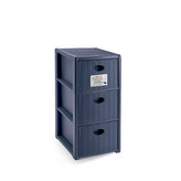 Úložný plastový regál Elegance Slim, 3 zásuvky, modrý