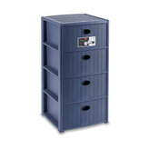 Úložný plastový regál Elegance, 4 zásuvky, modrý