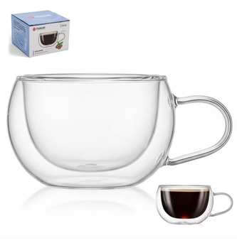 Hrnek sklo 250ml dvoustěnný ucho  TRG-50