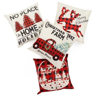 Vánoční povlaky na polštářky 40x40 cm, sada 4ks, bílo-červené