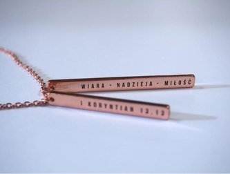 Naszyjnik różowe złoto - Wiara nadzieja miłość