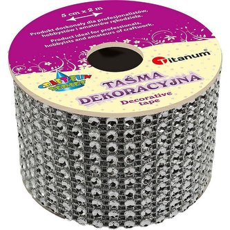 Taśma z kryształkami 50mm x 2m srebrna
