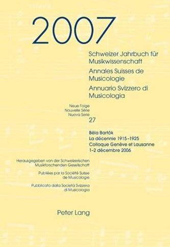 Schweizer Jahrbuch für Musikwissenschaft. Annales Suisses de Musicologie. Annuario Svizzero di Musicologia