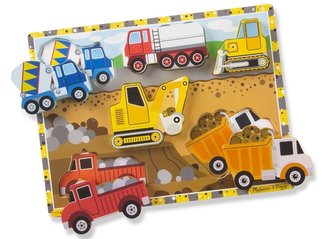 Drevené puzzle Stavebné autá