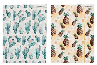 Teczka z gumką A4 kaktus ananas mix