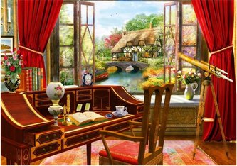 Puzzle 1000 Studio z widokiem na piekną chatkę