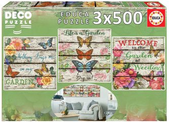 Puzzle 3x500 Kwiaty i motyle G3 Puzzle 3x500 Kwiaty i motyle G3