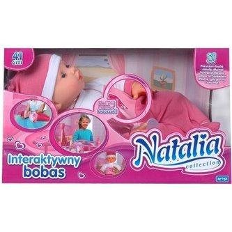 Lalka Natalia bobas mimiczny ze smoczkiem 41cm