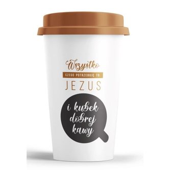 Kubek wysoki z pokrywką - Jezus i kawa