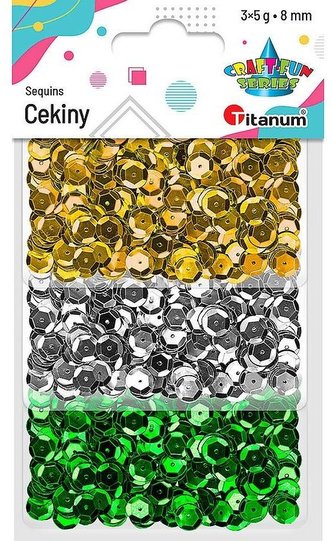Cekiny 8mm zestaw metaliczny 3 kolory
