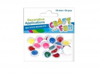 Ozdoba dekoracyjna kolorowe oczy 18mm 24el