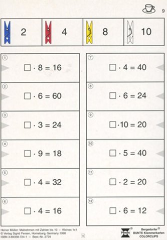 Malnehmen mit Zahlen bis 10. Kleines 1 x 1