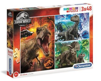 Puzzle 3x48 Super farebný Jurský svet