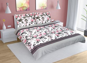 Povlečení bavlna na dvoudeku - šípková růže - 1x 220x200, 2ks 70x90 cm (220 cm šířka x 200 cm