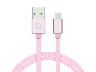 Kabel SWISSTEN USB/USB-C 1,2M růžovo/zlatý