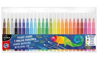 Pisaki z owalną końcówką Jumbo 24 kolory KIDEA