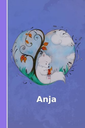 Anja: Personalisiertes Notizbuch - Fuchs Mit Herz - Softcover - 120 Seiten - Leer / Blanko / Nummeriert - Notebook - Tagebuc