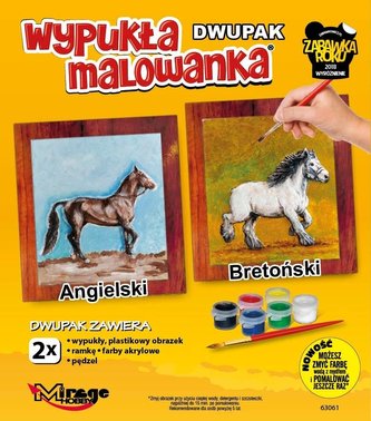 Wypukła malowanka Konie - Angielski + Bretoński
