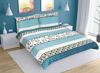 Povlečení bavlna na dvoudeku - geometrie - 1x 220x200, 2ks 70x90 cm (220 cm šířka x 200 cm
